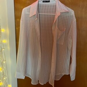 SHEIN White Sheer Button Up